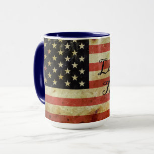 Caneca Grunge Bandeira EUA Terra dos Livres
