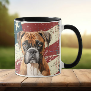 Caneca Grunge USA Flag Boxer Dog