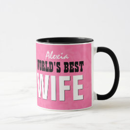 Caneca Grunge V29 do rosa da ESPOSA do mundo o melhor
