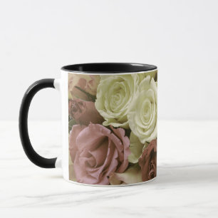 Caneca Grunge vintage retro rosas flores florais
