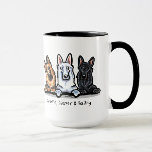 Caneca GSD preto branco e bronzeado personalizado