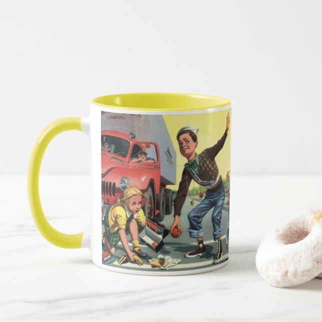 Caneca Guarda de Trânsito da Patrulha de Segurança Antiga (Com Donut)
