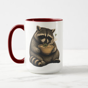 Caneca Guaxinim Engraçado Bebendo Sopa Quente