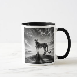 Caneca Guépard majestueux sur un rocher.