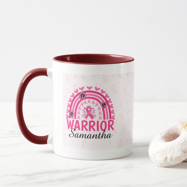 Caneca Guerreiro do Cancer do Arco-Íris (Com Donut)