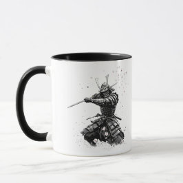 Caneca Guerreiro Samurai em Ação Arte Japonesa Cerâmica