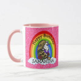 Caneca Guerreiro Unicórnio Feliz NASCIMENTO Rosa Mágica