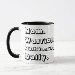 Caneca Guerrera Mamãe Multitarefa Diário Preto Personaliz