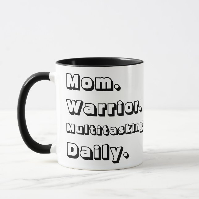 Caneca Guerrera Mamãe Multitarefa Diário Preto Personaliz (Esquerda)