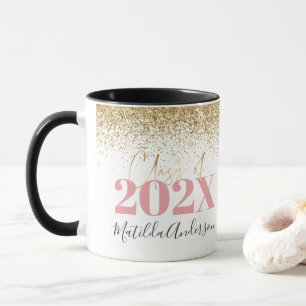 Caneca guião elegante de graduação de brilho dourado r