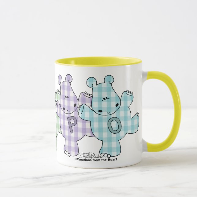 Caneca Guingão feliz do pastel dos hipopótamos (Direita)