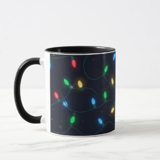 Caneca Guirlanda de Luzes de Natal Padrão Sem Costura