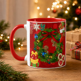Caneca Guirlanda de Natal Personalizada com Nome Joy Ging