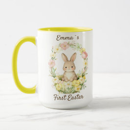 Caneca Guirlanda Floral da Minha Primeira Páscoa Coelhinh