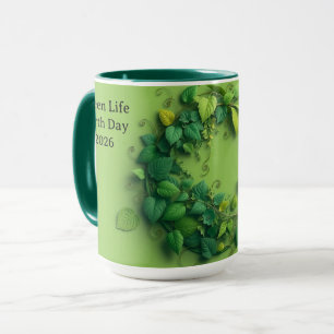 Caneca Guirlanda Folhosa do Ciclo de Vida Verde Moderno