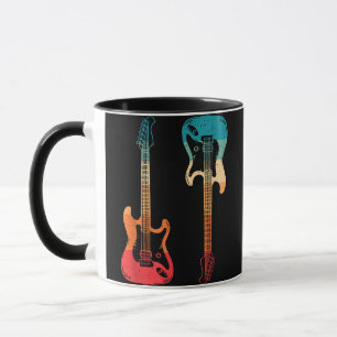 Caneca Guitarra Retro Guitarrista Baixo Guitarra Elétrica
