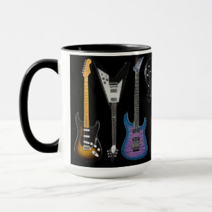 Caneca Guitarras Elétricas Personalizadas Preta