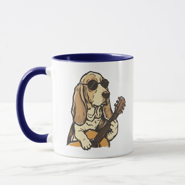 Caneca Guitarrista Hippy Beagle – Cachorro Músico Diverti (Esquerda)