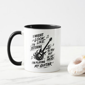 Caneca Guitarrista Sarcástico Tocando Guitarra Na Minha C