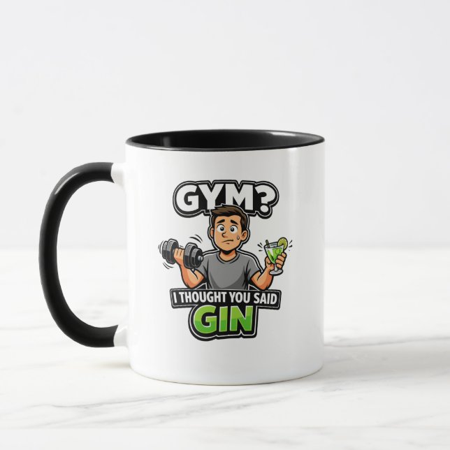 Caneca Gym or Gin Funny Cartoon Workout Humor (Esquerda)