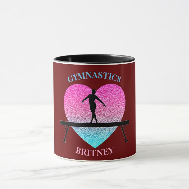Caneca Gymnastics Beam Sparkle Heart Burgundy (Centro)