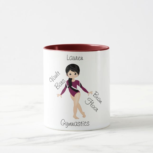 Caneca Gymnastics Black Hair, Brown Eyes, Burgundy Leo (Centro)