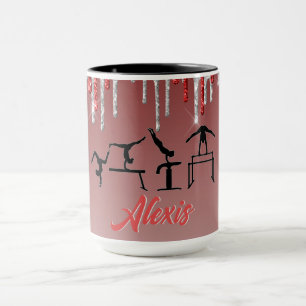 Caneca Gymnastics Red and Silver Glitter Ombre