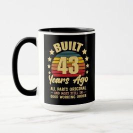 Caneca Há 43 Anos Todas as Peças Originais Aniversário de