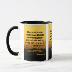 Caneca Habakkuk 2:18 KJV Bíblia Verso Pic Dois Tons