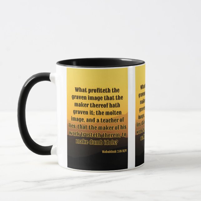 Caneca Habakkuk 2:18 KJV Bíblia Verso Pic Dois Tons (Esquerda)
