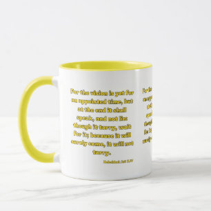 Caneca Habakkuk 2:3 Bíblia KJV Verso Dois Tom