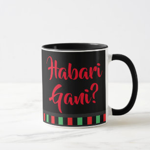 Caneca Habari Gani Red Black Green Words Kwanzaa
