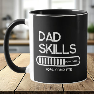 Caneca Habilidades de Pai Baixando Engraçado Preto e Bran