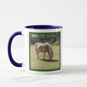 Caneca Haflinger Palomino Pony em Pasture Verde Foto: