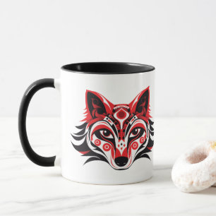 Caneca Haida Tlingit Cabeça Nativa Totem Wolf