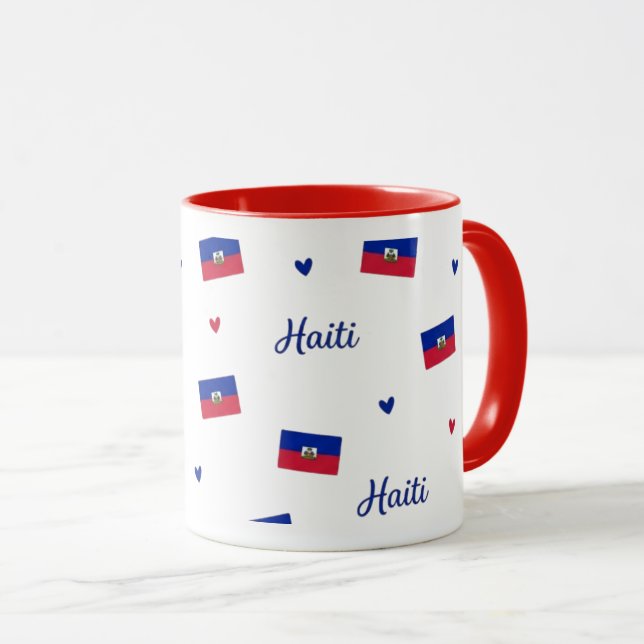 Caneca Haiti Roots Pattern Mug | Caribbean Flag (Frente Esquerda)