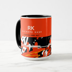Caneca Half-Abstrato Mug Elegante Half-Red com Nome
