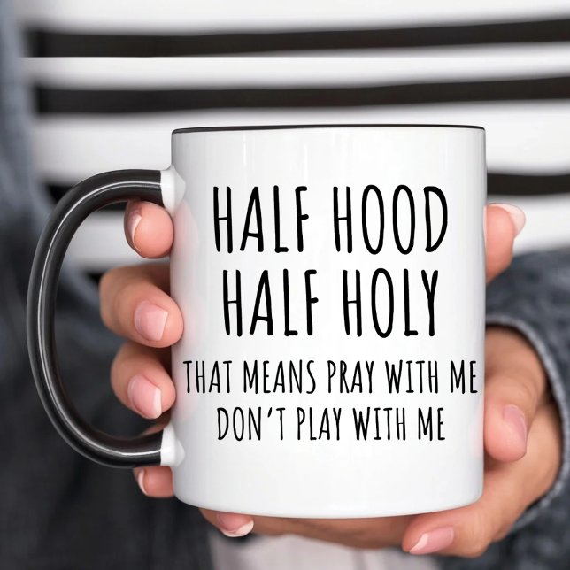 Caneca Half Hood Half Santa Funny Christian (Criador carregado)