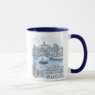 Caneca Halifax Canada Simple Blue Skyline Cute Cityscape