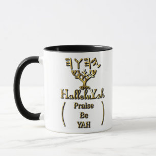 Caneca HalleluYah Elogia Seja Dourado