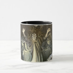 Caneca Halloween Antigo, Violinista Esqueleto e Fantasmas