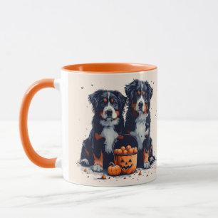 Caneca Halloween Bernese Mountain Dogs Pumpkin