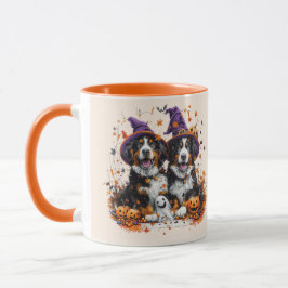 Caneca Halloween Bernese Mountain Dogs Witch Ghost