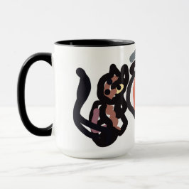 Caneca Halloween black cat and raven