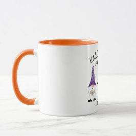 Caneca Halloween Com Minha Gnomos Laranja Roxo