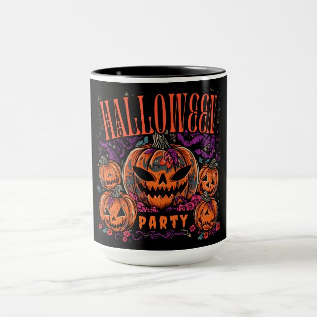 Caneca Halloween, Coven de Abóbora em Flor, Gótico (Centro)