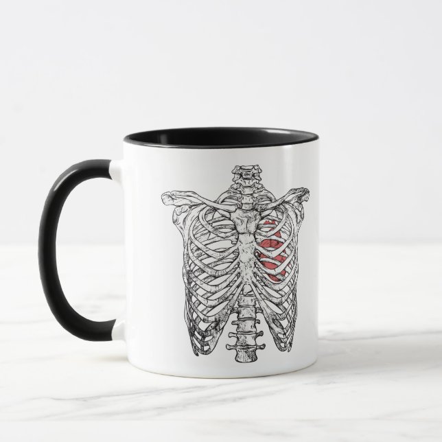 Caneca Halloween da Ribcage e Anatomia Cardíaca (Esquerda)
