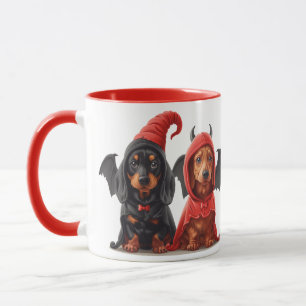 Caneca Halloween Dachshund Dogs Devil Bat