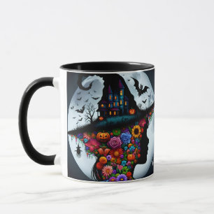Caneca Halloween de bruxa de bruxa fantástica