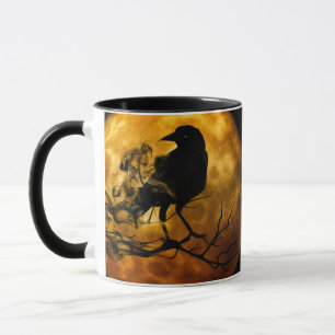 Caneca Halloween de Raven Preto Gótico Assustador